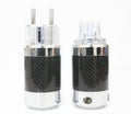 Carbon Copper Rhodium Plated Power Cord Male+FEMALE Plug Europe Schuko  0
