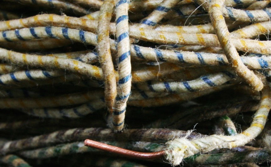 20'S Western Electric 18GA waxed cloth copper single wire  8meter* 2pcs1