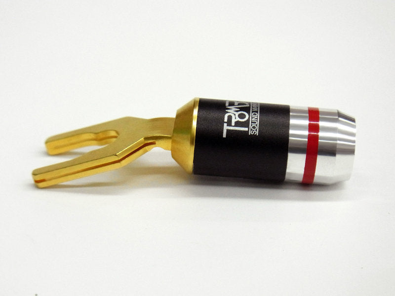 4pcs* TROMBA  gold copper spades clip Y plug black ring for  speaker cable3