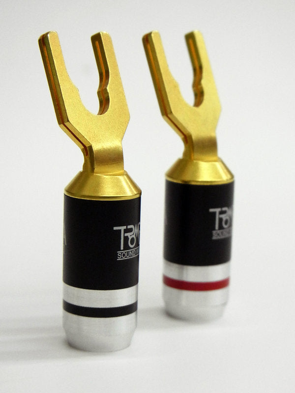 4pcs* TROMBA  gold copper spades clip Y plug black ring for  speaker cable1