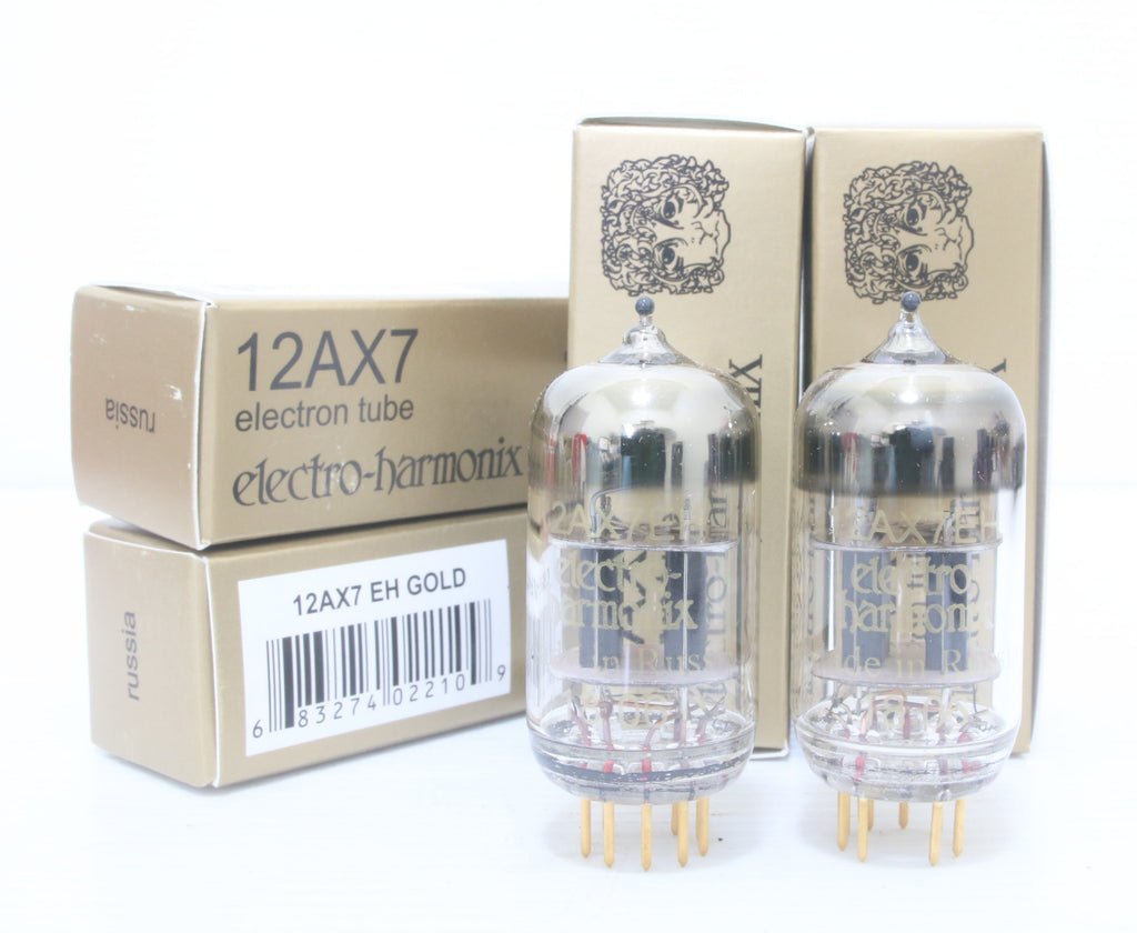  NEW Matched Pair (2) 12AX7 Gold Pin Electro Harmonix Cryo Vacuum Tubes0
