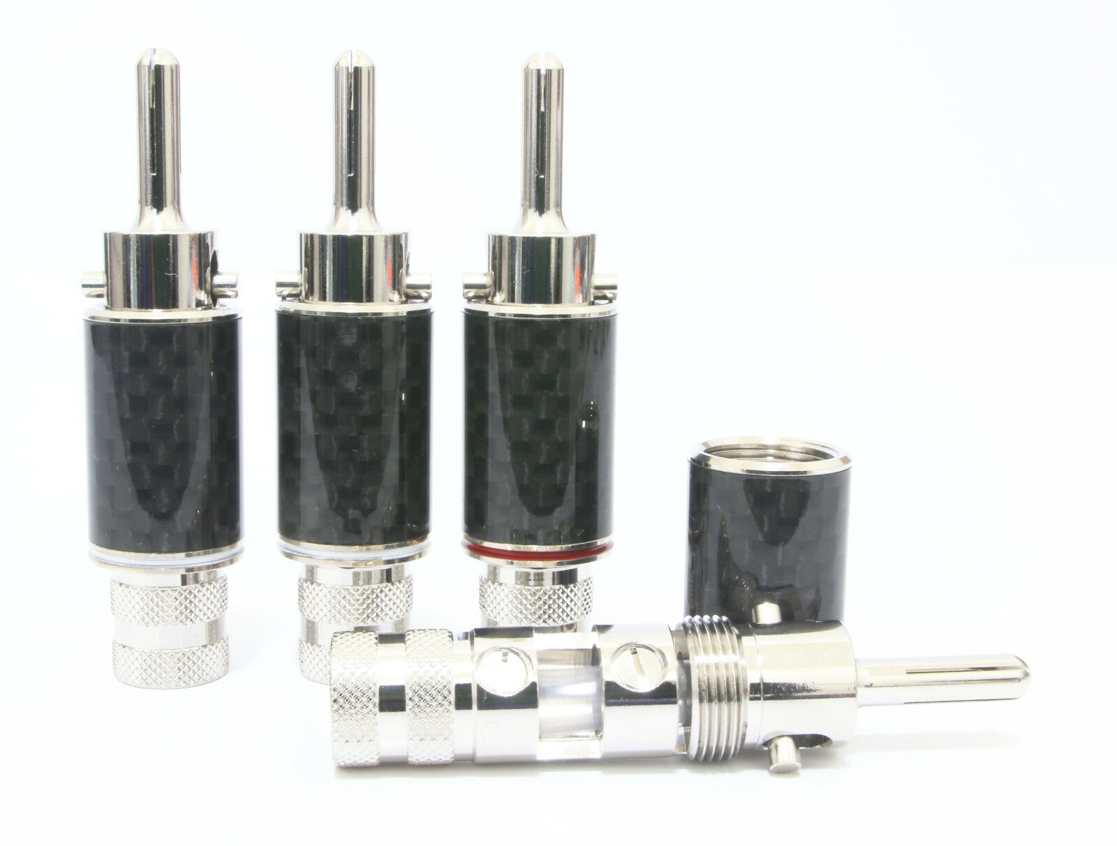 Carbon Housing Rhodium Plated speaker Banana plug connector 4pcs MIT1
