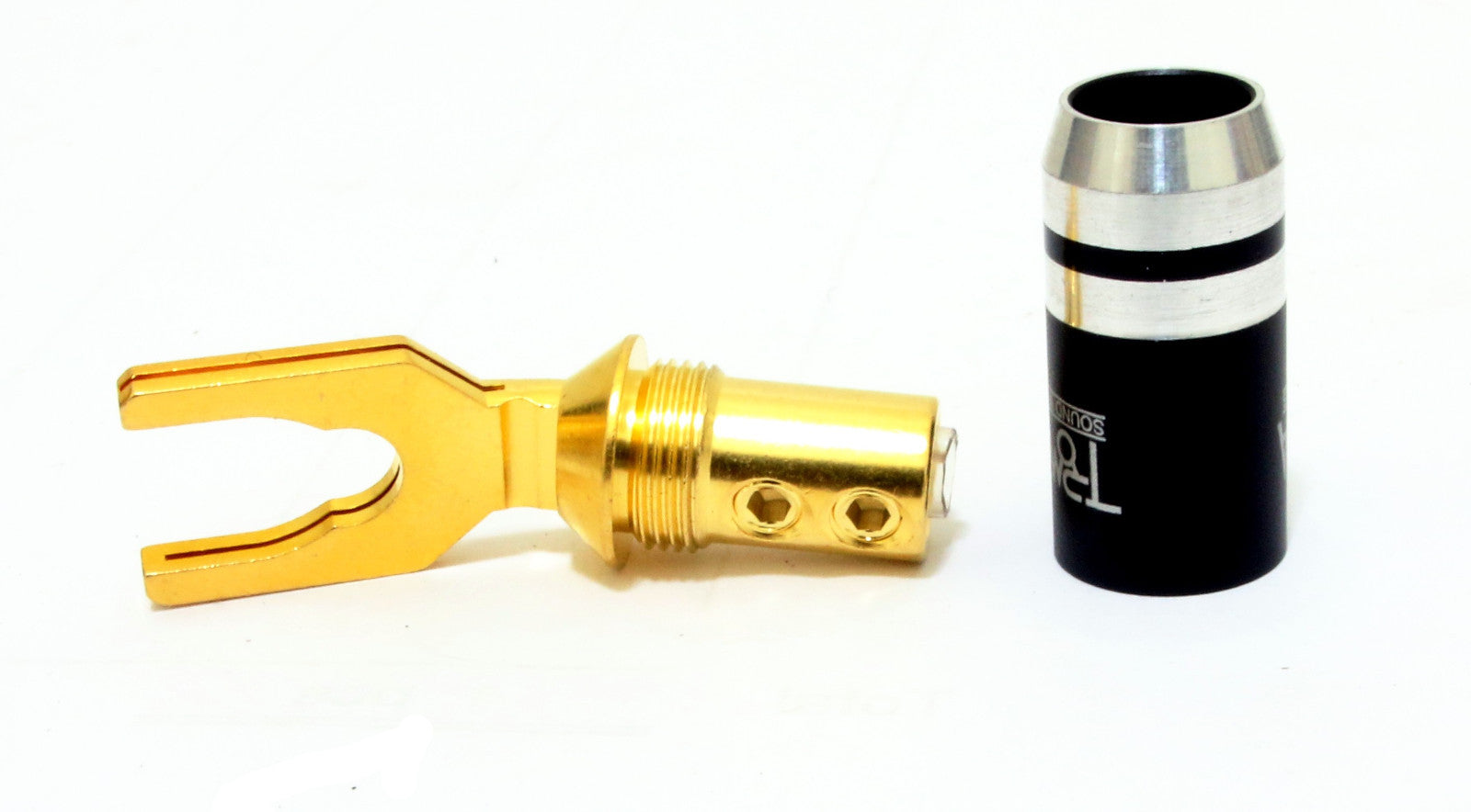 4pcs* TROMBA  gold copper spades clip Y plug black ring for  speaker cable5