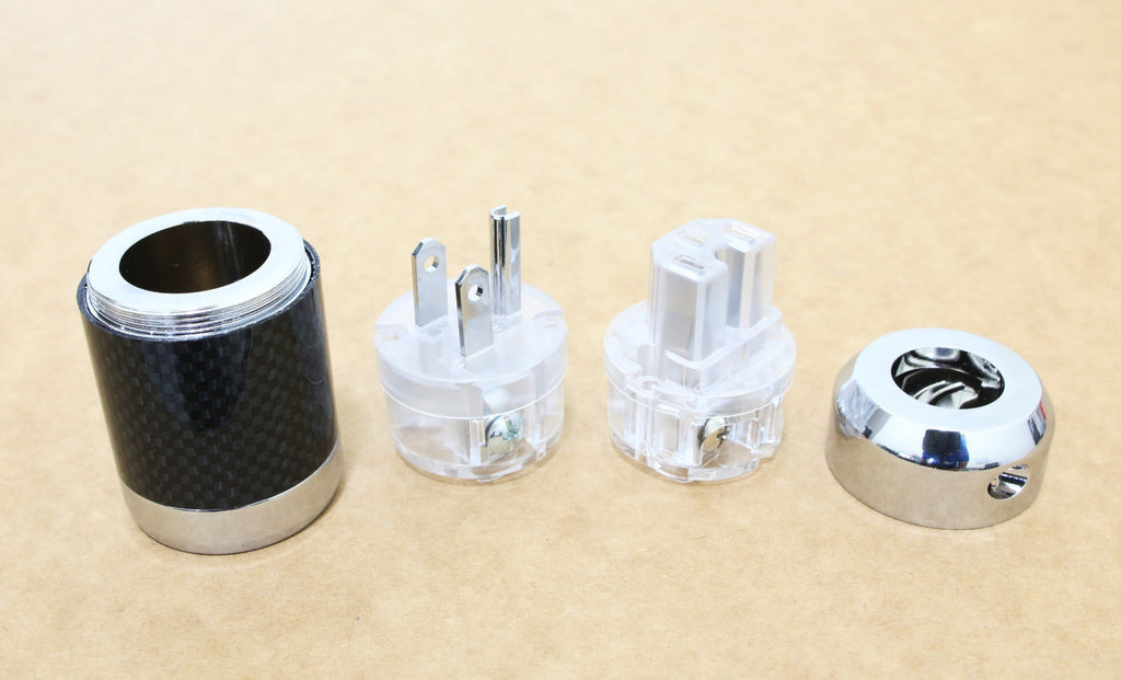One Set Carbon Copper Rhodium Tellurium Plated US AC Power Plug Male+Female Cryo1
