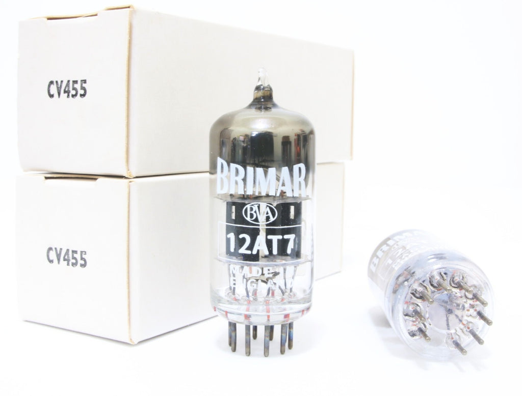 NOS Match 1 pair BRIMAR ECC81 12AT7 TUBES Square getter Carbon Black plate MA74