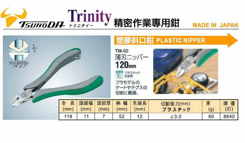 TSUNODA Trinity  1pc* Oblique tip Cutter TM-02  Japan toys2
