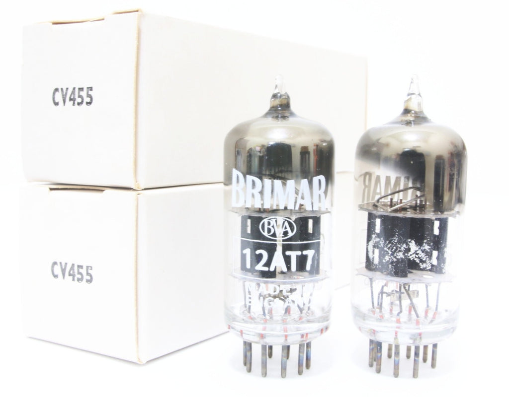 NOS Match 1 pair BRIMAR ECC81 12AT7 TUBES Square getter Carbon Black plate MA71