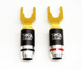 4pcs* TROMBA  gold copper spades clip Y plug black ring for  speaker cable0