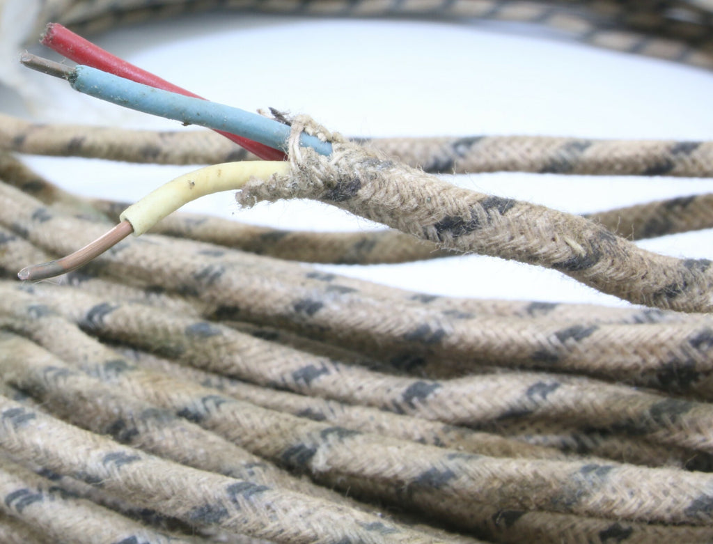 Western electric cloth 18GA wire 3pcs solid core power cable 2Meter1