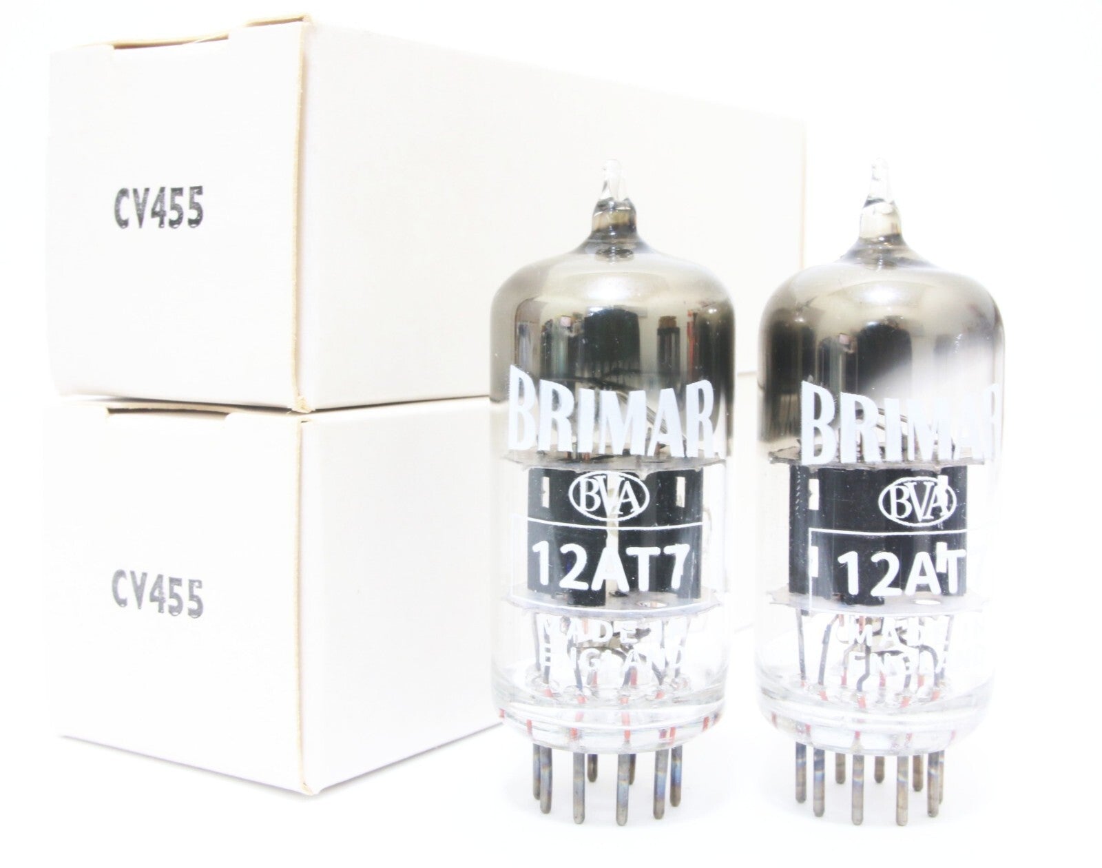 NOS Match 1 pair BRIMAR ECC81 12AT7 TUBES Square getter Carbon Black plate MA70
