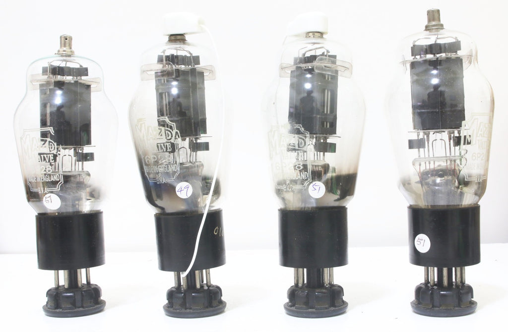 Sweet Edition NOS Match Quad Mazda 6P28 Black plated dish getter tube 6V6 6V6G0